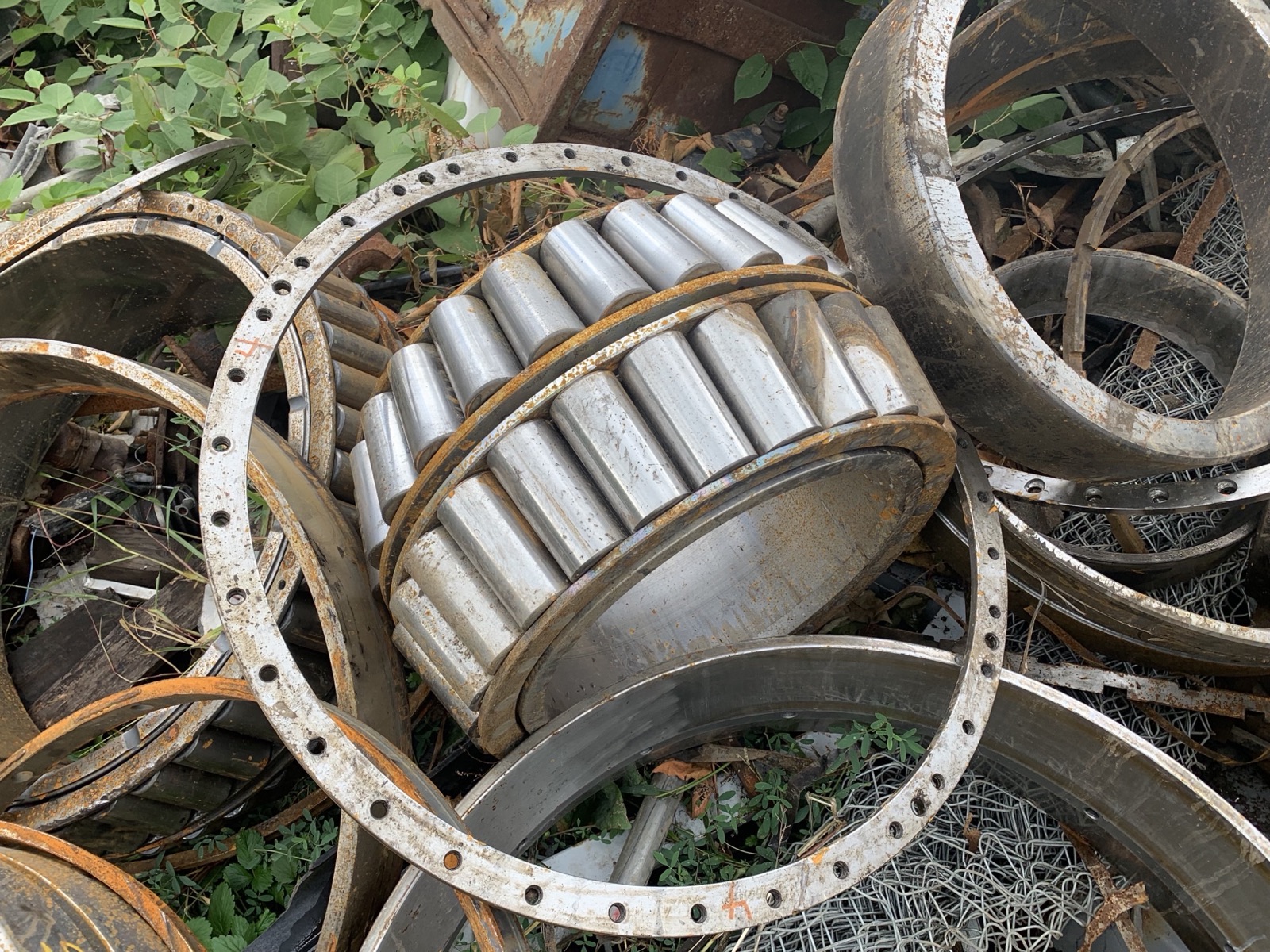 A bin of sorted high-nickel bearing scrap